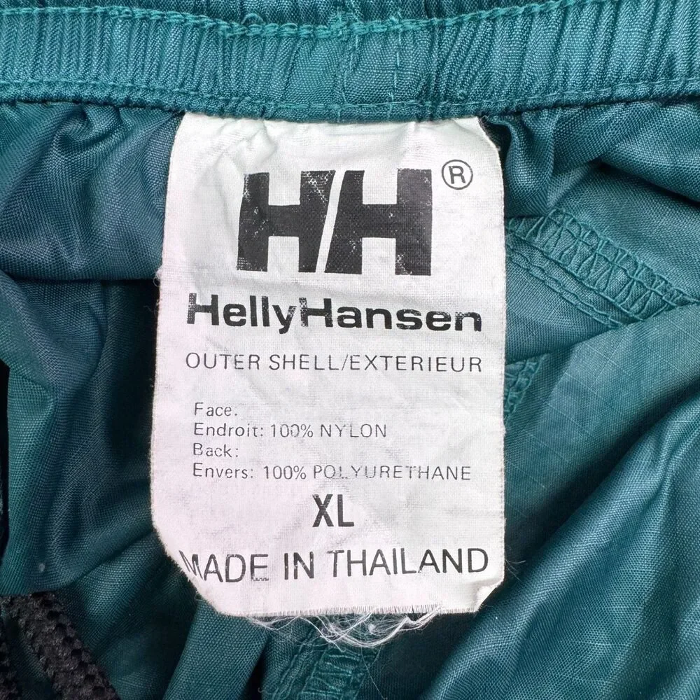 Vintage Helly Hansen Rain Pants XL Green Packable Waterproof Shell Ankle Zip